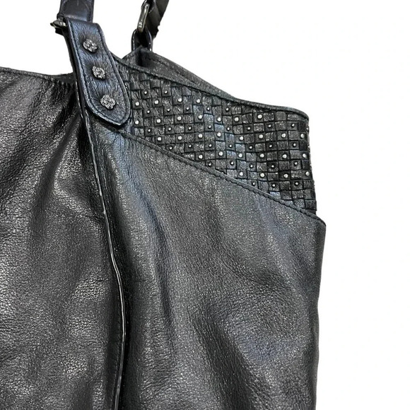 Elliott Lucca Black Leather Studded Large Tote - Picture 2 of 6